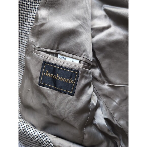 Jacobson's Men's 40 Tan Brown Check Silk Wool 3-Button Blazer Sport Coat Blazer - Picture 9 of 12
